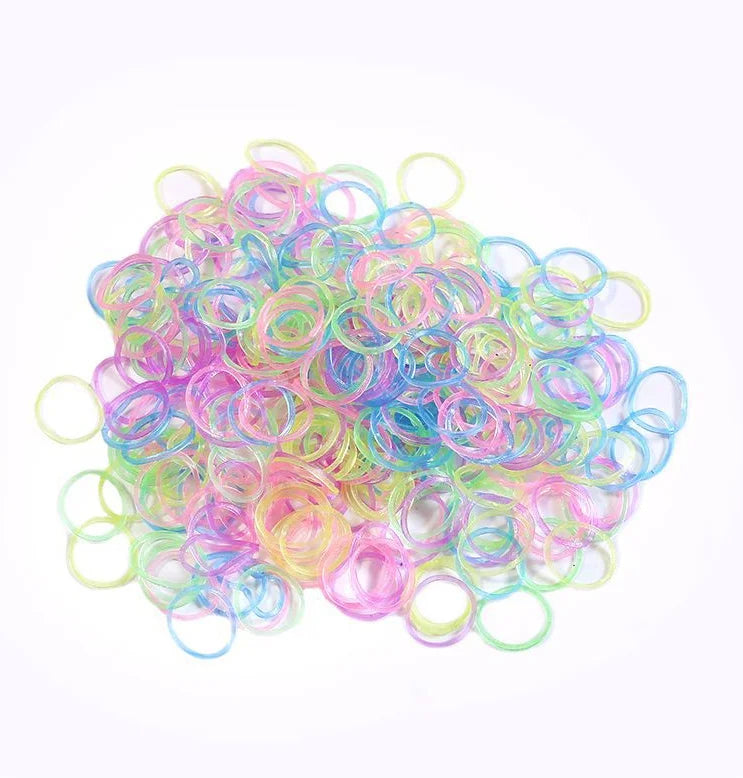 600pcs Colorful Loom Band DIY Bracelet Luminous Transparent Rubber Band Rainbow Circle B detail view