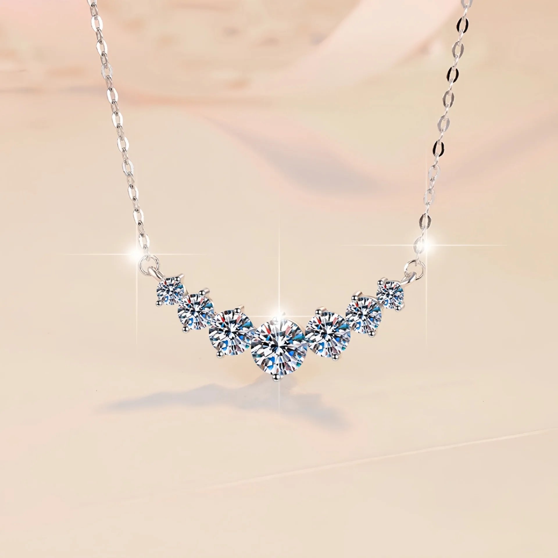 925 Sterling Silver Necklace Pendant 5A Zircon Fashion for Women Wedding Jewelry Enga alternate view