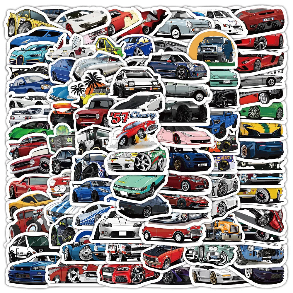 Retrofit Racing Car Graffiti Stickers | Waterproof Decal Set for Laptop, Guitar, Lugg alternate view