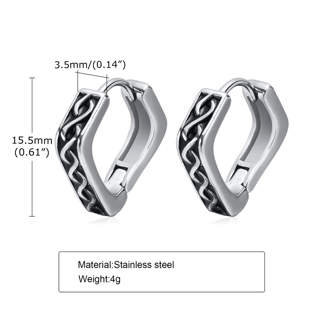 Punk Viking Hoop Earrings for Men Boys,Vintage Celtic Knot Stainless Steel Huggies Earri detail view
