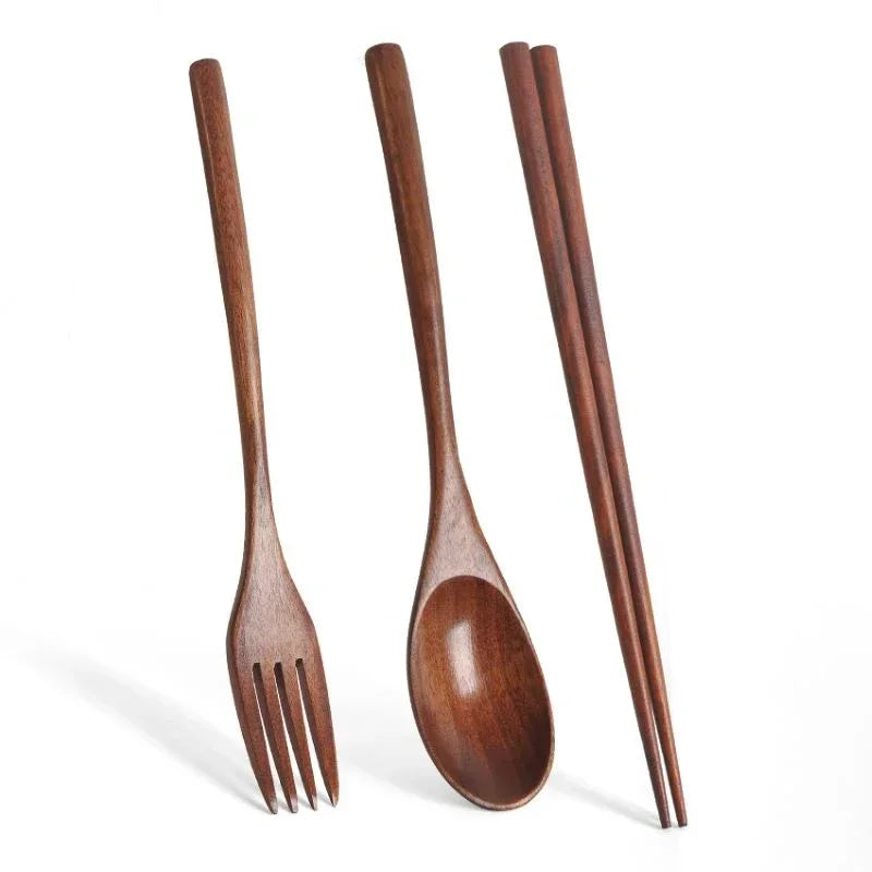 Spoon Fork Chopsticks Portable Cutlery Wooden Cutlery Set Travel Eco-friendly Cutlery Se detail view