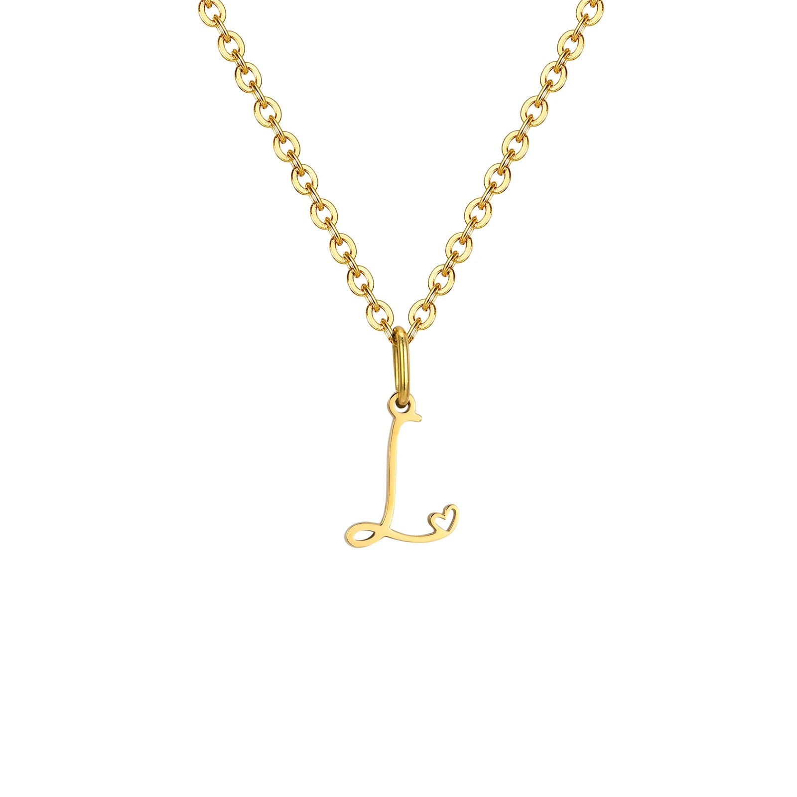 Dainty Heart Initial Necklace for Women, Gold Plated A-Z Letter Pendant, Waterproof S alternate view