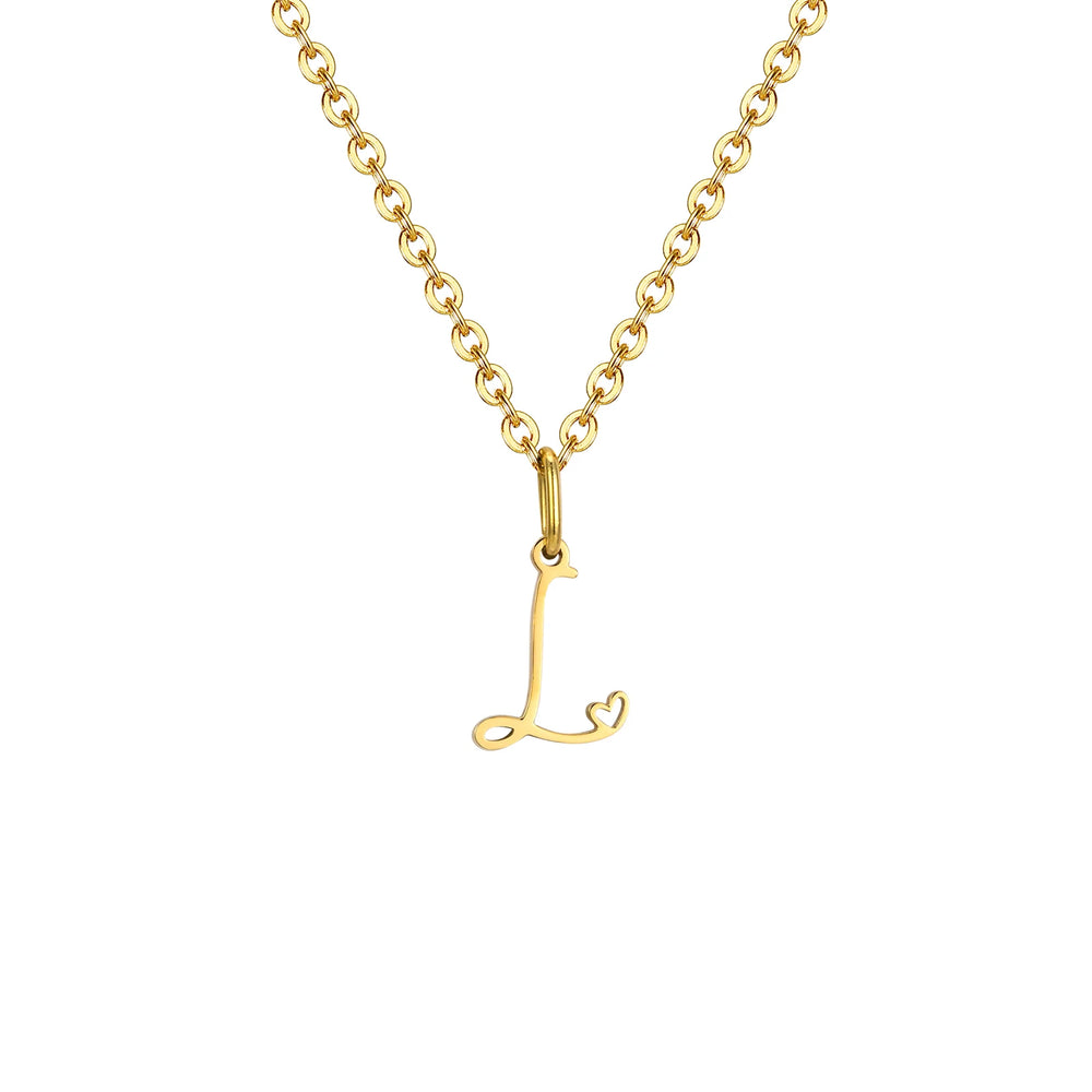 Dainty Heart Initial Necklace for Women, Gold Plated A-Z Letter Pendant, Waterproof S alternate view