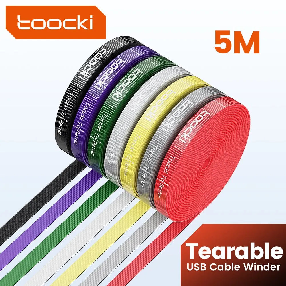 Toocki 5m Organizer Cable Management Tearable Organizador Cables 10mm Width Winder Ties Phone Access