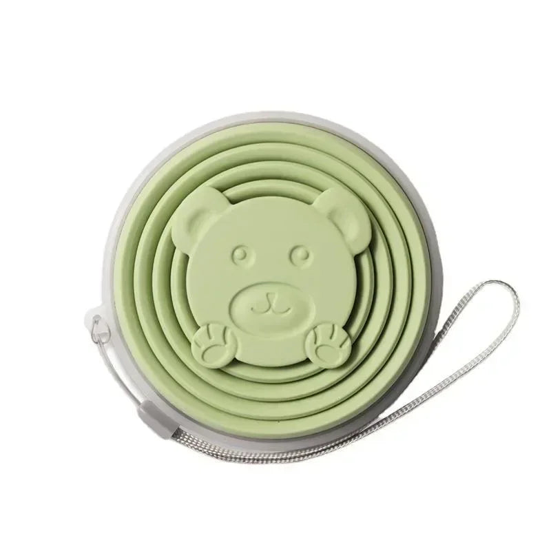 180ml Outdoor Silicone Folding Cup Travel Casual Mug Cartoon Bear Collapsible Reusabl lifestyle view