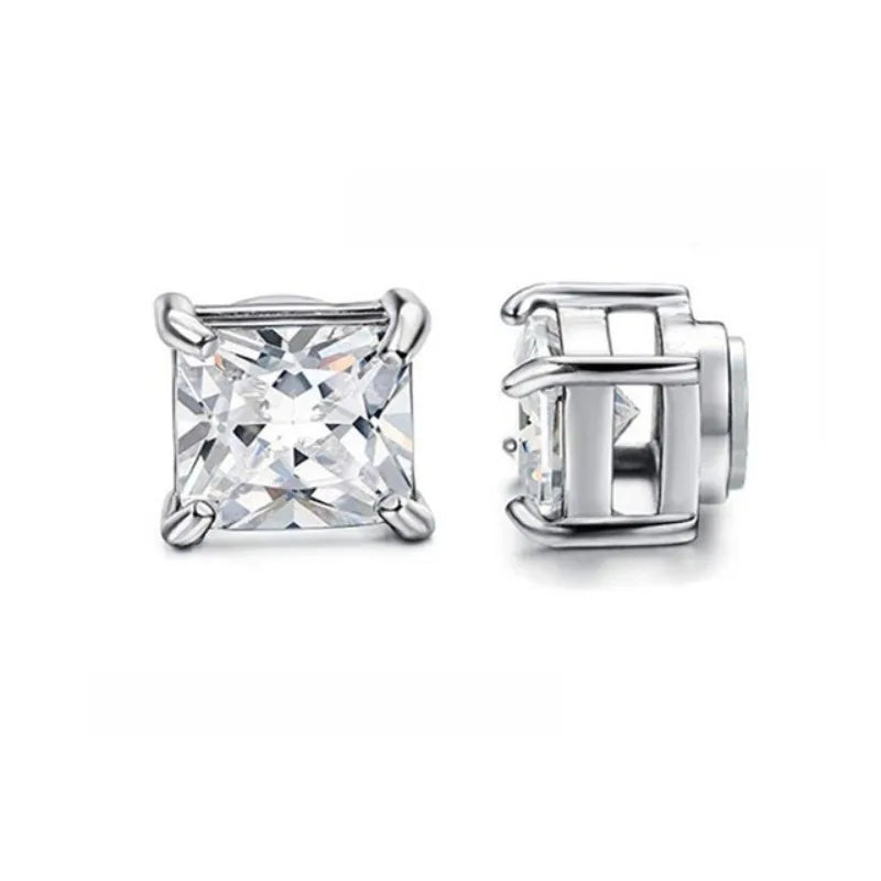 2Pcs Crystal Strong Magnetic Ear Stud Clip Earrings for Men and Women, Punk Round Zircon detail view
