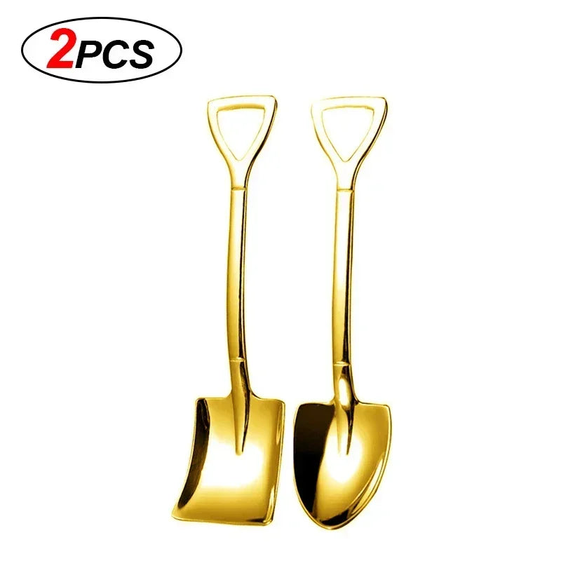 Stainless Steel Dessert Spoon Set | Shaped Spade Scoop for Ice Cream and Fruit additional angle