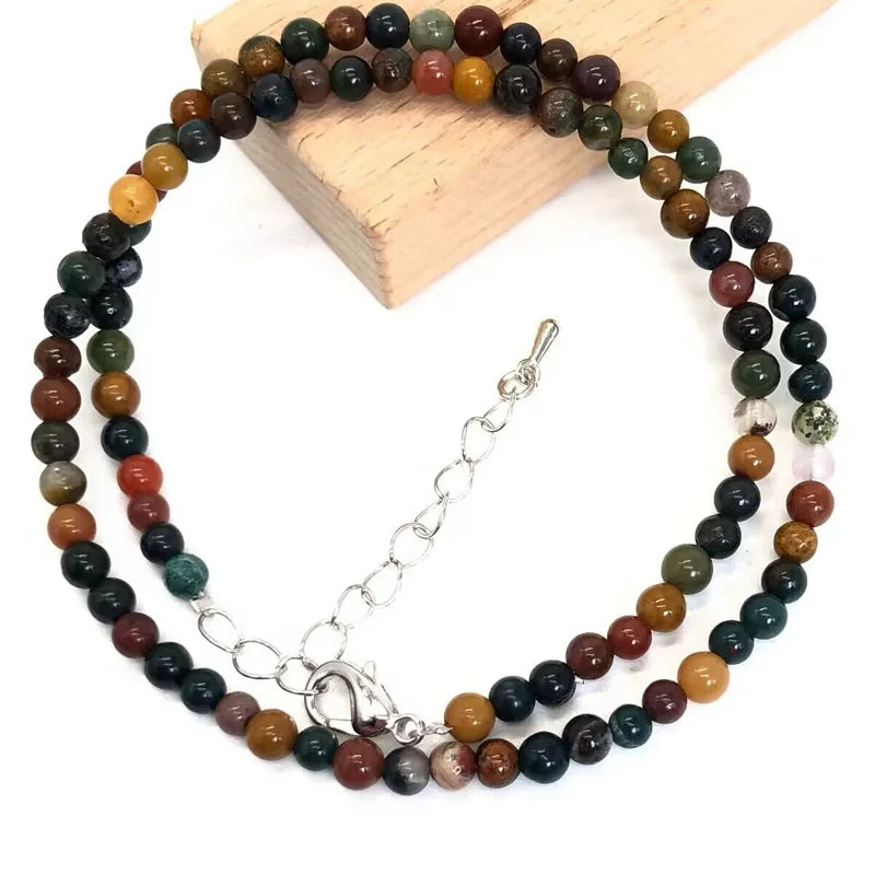 2025 Natural Stone Crystal Choker Necklace | 4mm Bohemian Adjustable Choker detail view