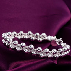 925 Sterling silver Bracelet Beautiful Braided beads chain for woman fashion fine jewe close-up view