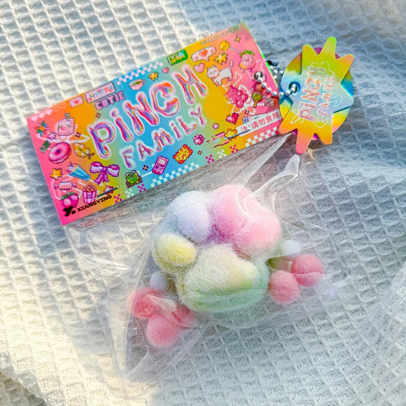 Handmade Flocking Cat's Paw Stress Relief Squishy Toy | Mochi Slow Rebound Fidget Toy close-up view