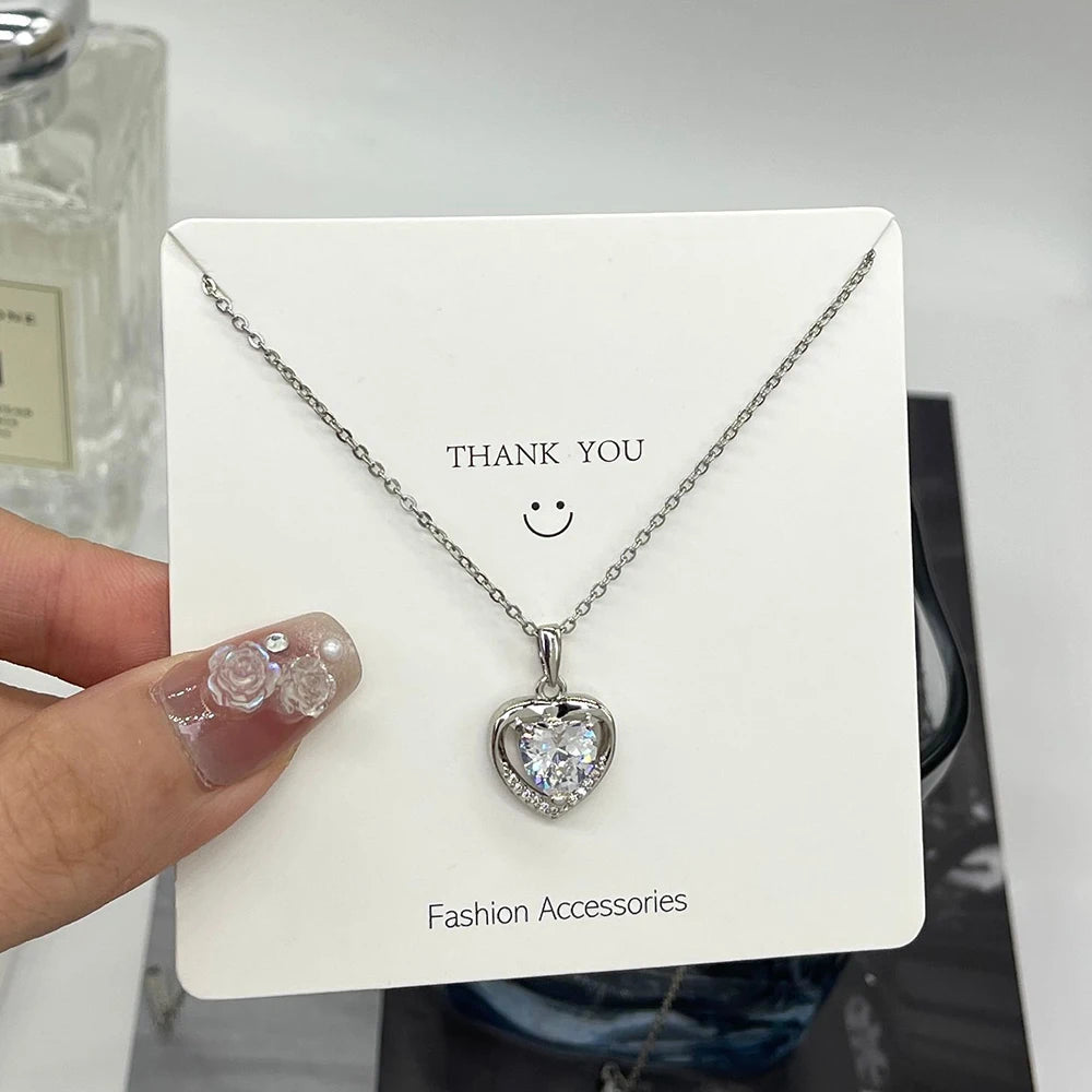 Eternal Heart Love Necklace Women's High End Stainless Steel Clavicle Chain Accessorie close-up view