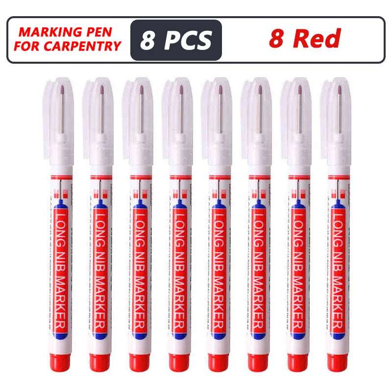 Deep Hole Long Nib Markers for Metal Wood Tile | 8-Pack Waterproof Marking Pens detail view