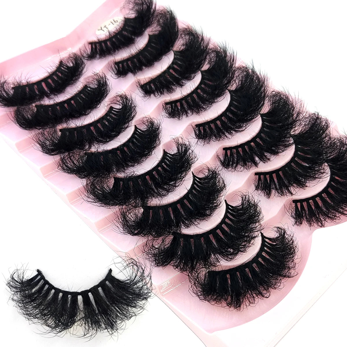 5-8 Pairs Natural Russian Striped Mink Lashes | 3D Volume Wavy False Eyelash Extensio alternate view