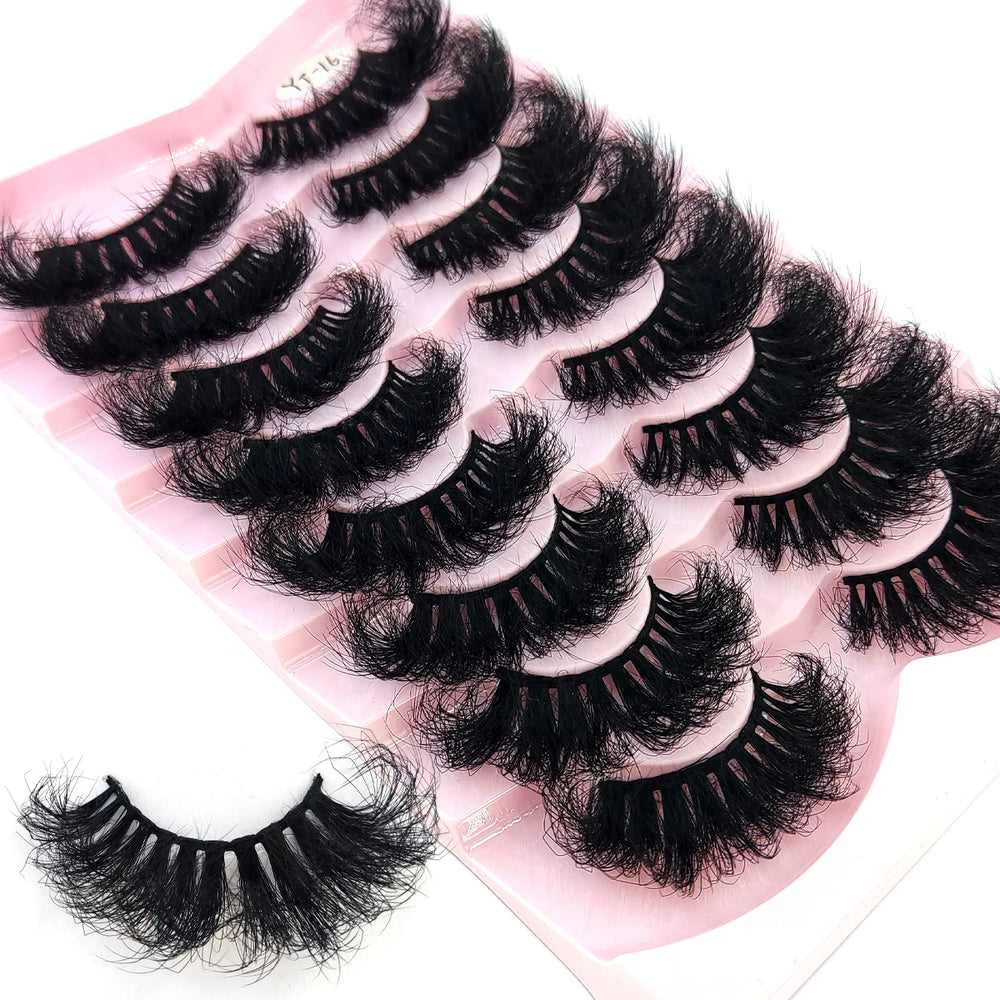 5-8 Pairs Natural Russian Striped Mink Lashes | 3D Volume Wavy False Eyelash Extensio alternate view