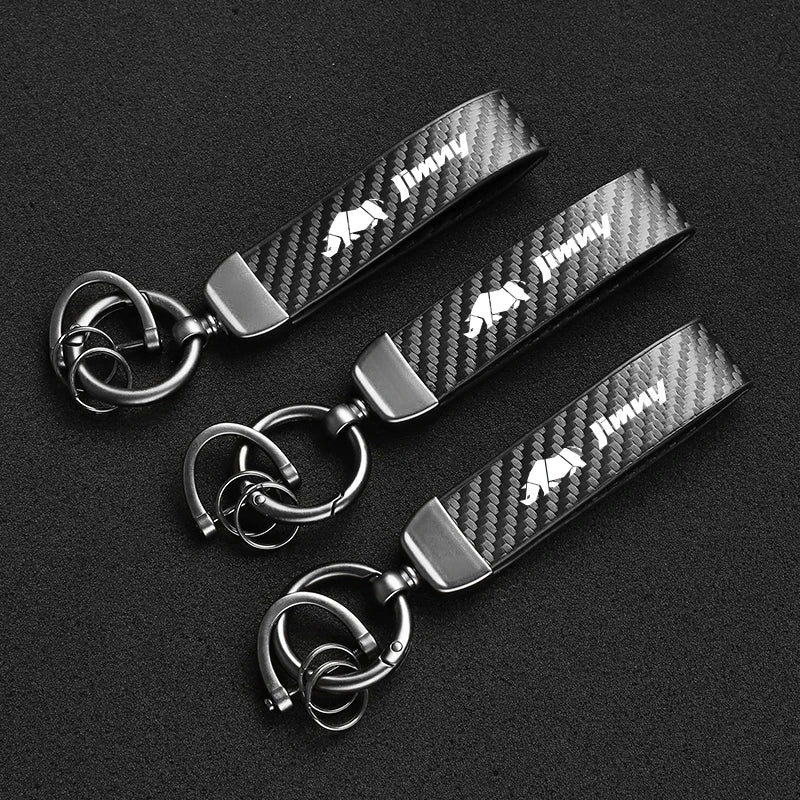 Carbon Fiber Style Keychain | Suzuki Car Key Accessory additional angle