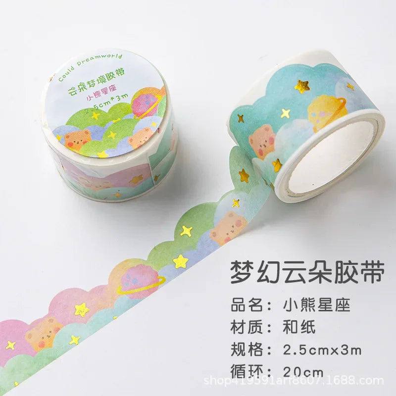 Kawaii Gradient Clouds Washi Tapes | DIY Scrapbooking and Journaling Stickers close-up view