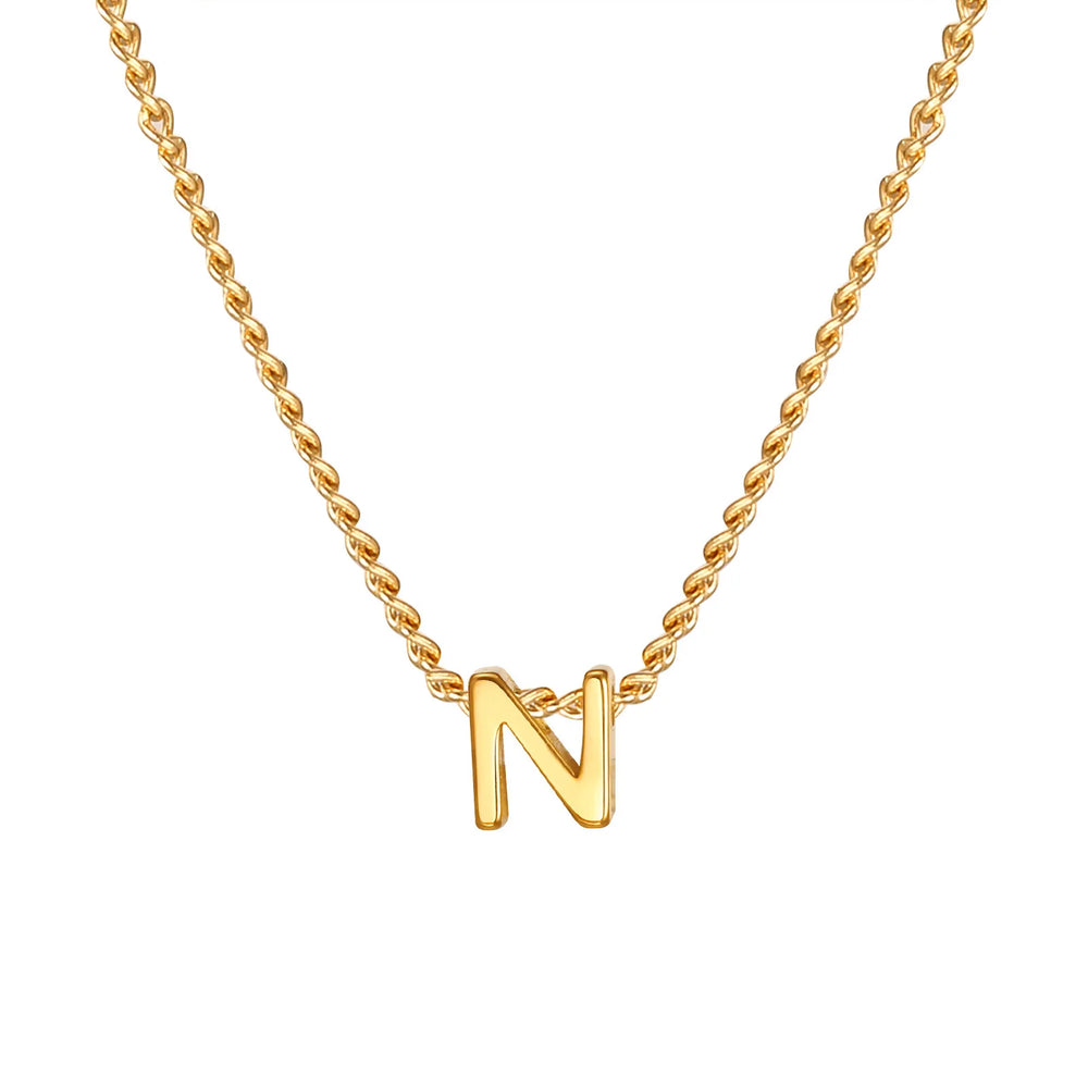 Vnox Chic Tiny A-Z Letters Necklaces for Women Girls, Gold Color Stainless Steel Initi close-up view