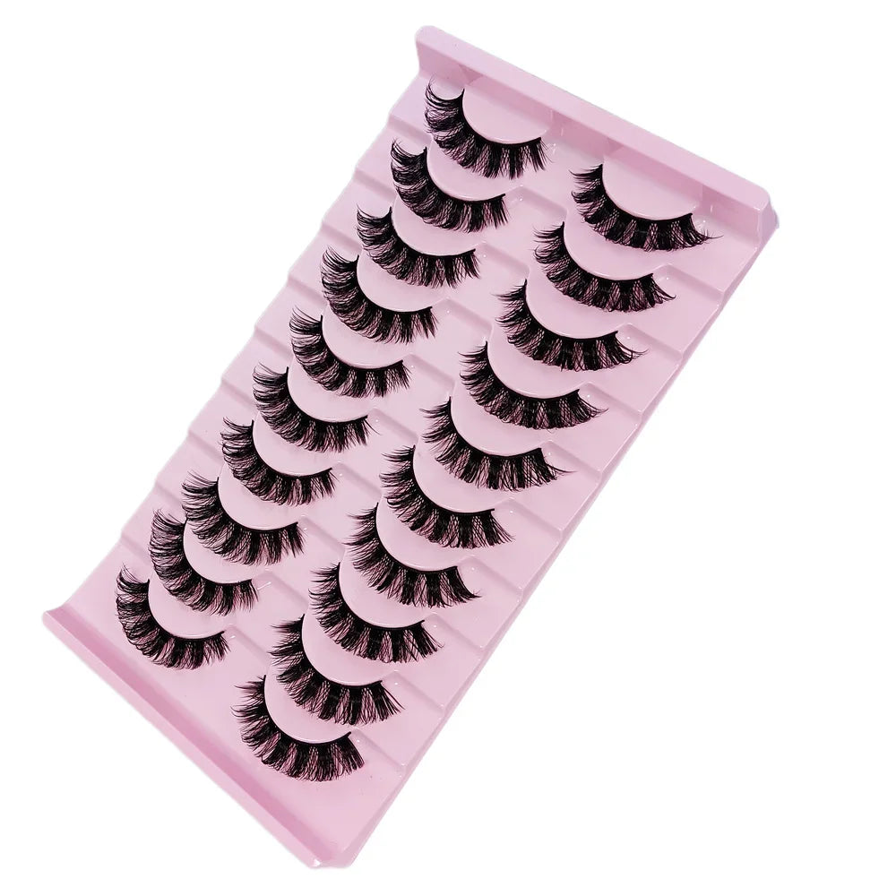 10 Pairs DD Curl Russian Strip Lashes | Fluffy Volume False Eyelashes for Dramatic Look detail view