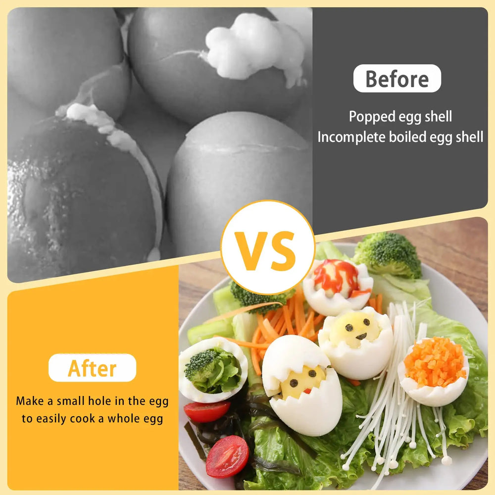 Egg Piercer with Sturdy Base | Stainless Steel Egg Hole Puncher for Perfect Hard Boil lifestyle view