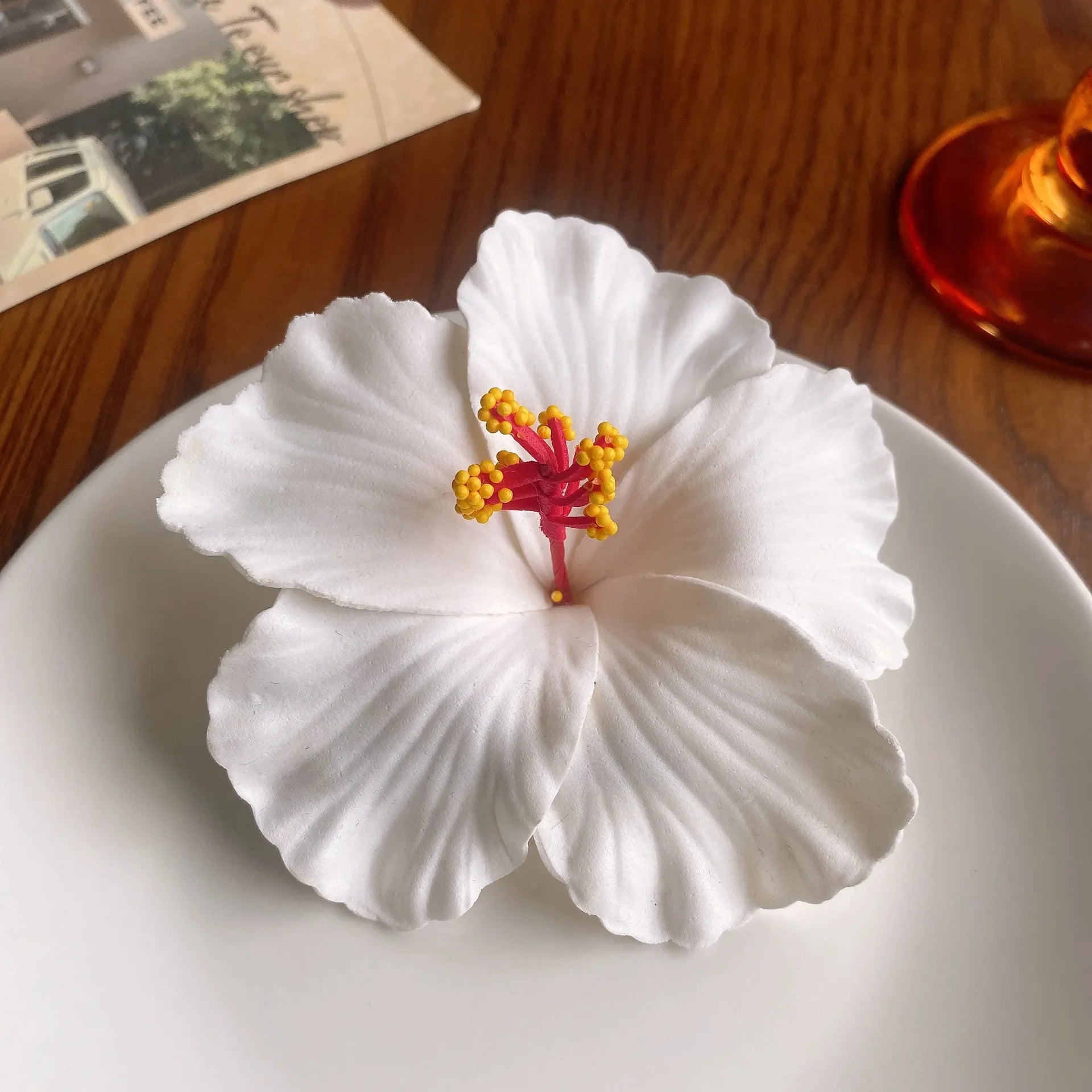 Egg Flower Hibiscus Hawaiian Headdress Dried Flower Hairpin Bangs Clip Duckbill Hair Clips Hair Accessories
