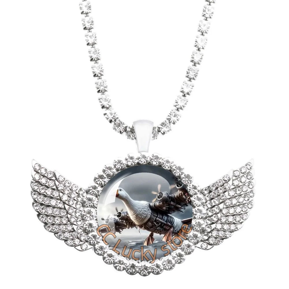 25mm Angel Wing Necklace | Italian Brainrot Pendant Funny Animal Jewelry Gift lifestyle view