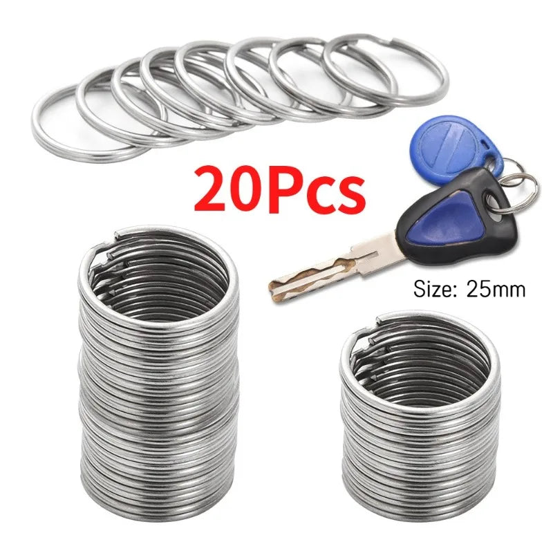 Silver Plated Metal Blank Keyring Keychain Charms Split Ring Keyfob Key Holder Link additional angle
