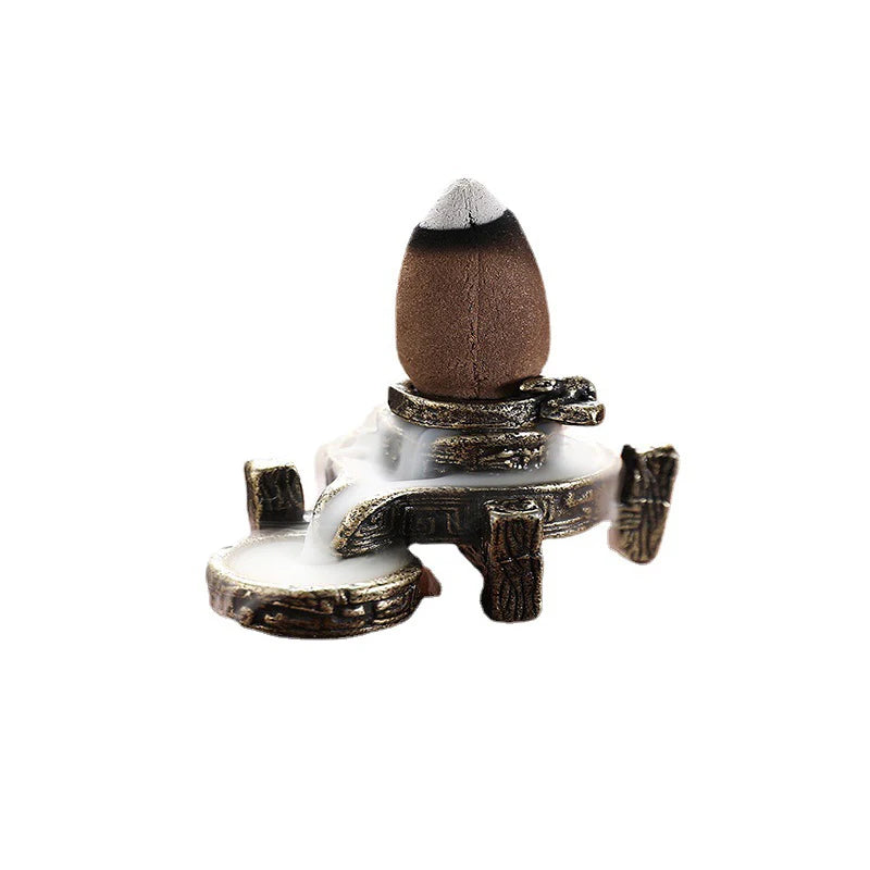 Antique Backflow Incense Burner | Graphite Zen Waterfall Stand lifestyle view