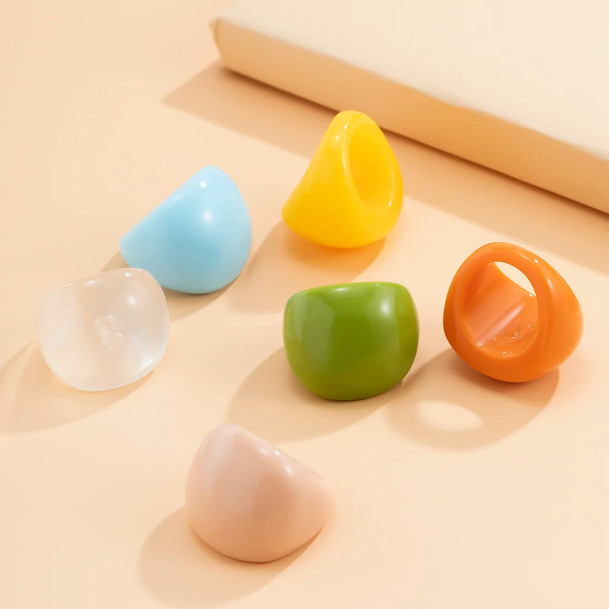 IngeSight.Z Korean Transparent Acrylic Geometric Chunky Rings Women Charm Colourful R lifestyle view