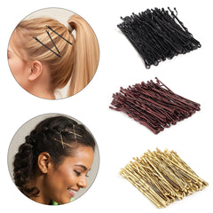 50pcs/lot 5cm U Shaped Metal Hairpins Waved Hair Clips Black Simple Bobby Pins Barrettes detail view