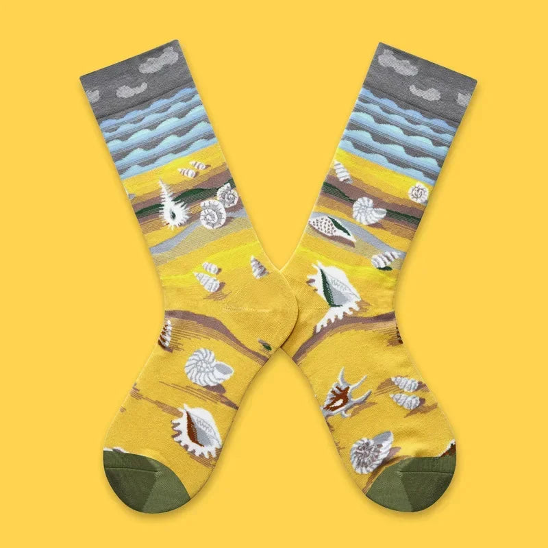 1 Pair Canvas Lattice Plant Art Funny Socks Women Novelty Abstract Cute Socks Women J alternate view