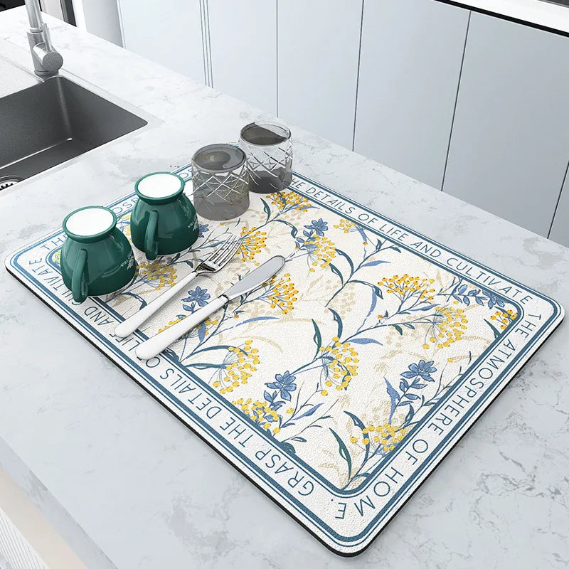 Mat Antiskid Draining Coffee Dish Drying Mat Quick Dry Bathroom Drain Pad Tableware additional angle