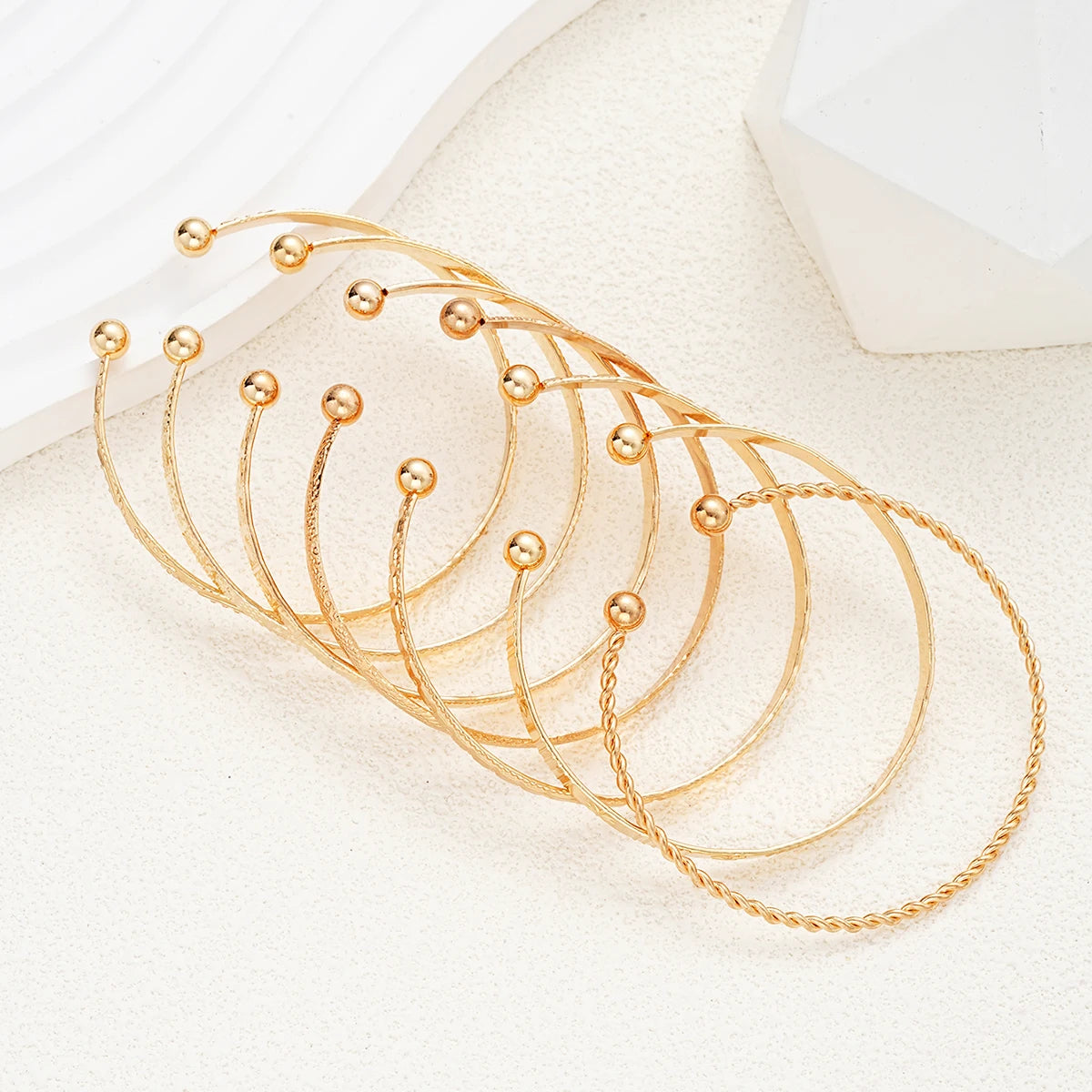 7 Pcs/Set Punk Gold Color Bracelets for Women Streetwear Goth Heart Prints Metal Desi lifestyle view