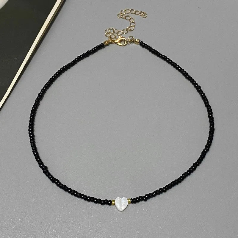 New Nature Shell Love Heart Choker Necklace for Girl Spring Summer Fashion Small Colorfu detail view