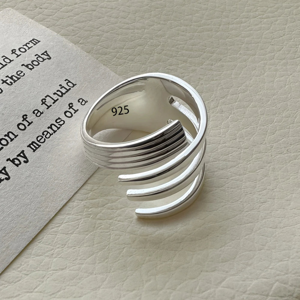 VENTFILLE 925 Sterling Silver Irregular Ring for Women Geometry Versatile Minimalism alternate view