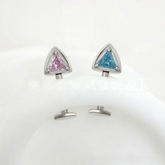 G23 Titanium 16G Cat Ear Labret Helix Tragus Cartilage Flat Back Earrings with CZ - Inte detail view