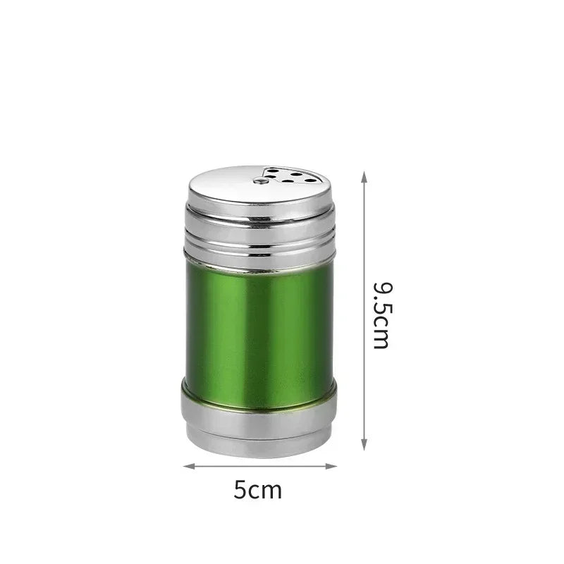 Stainless Steel Spice Jar | Rotating Cover Salt and Pepper Shaker for Barbecue and Kit close-up view