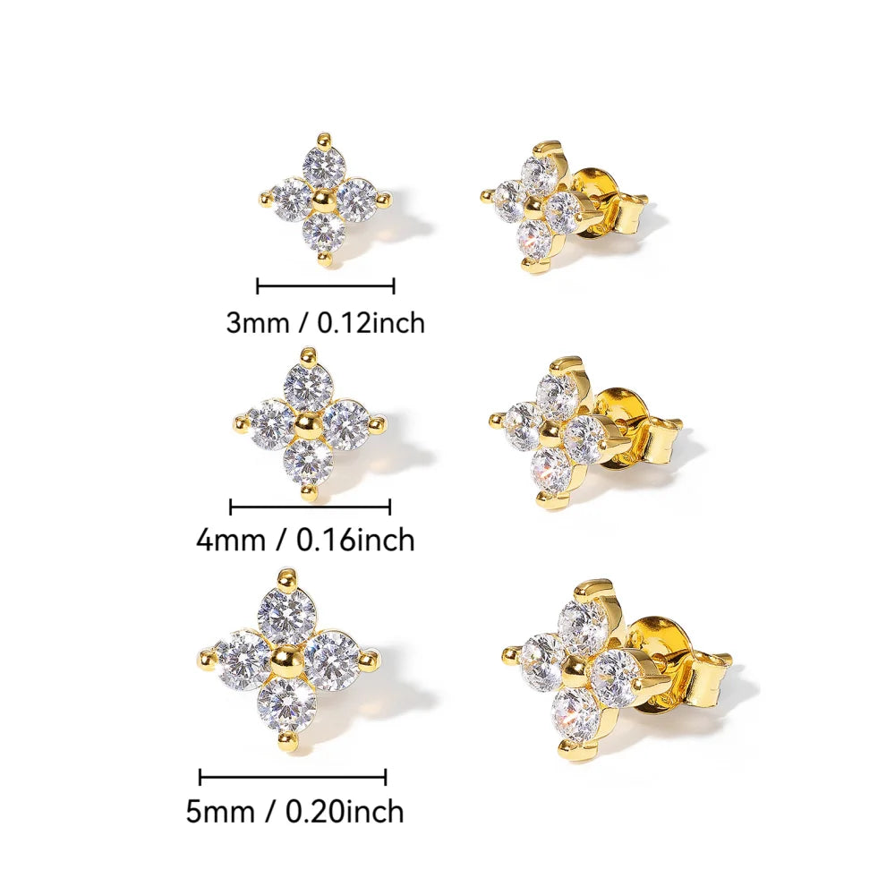 Dainty Flower Stainless Steel Stud Earrings for Women Piercing Cartilage Ear Ring Cut alternate view