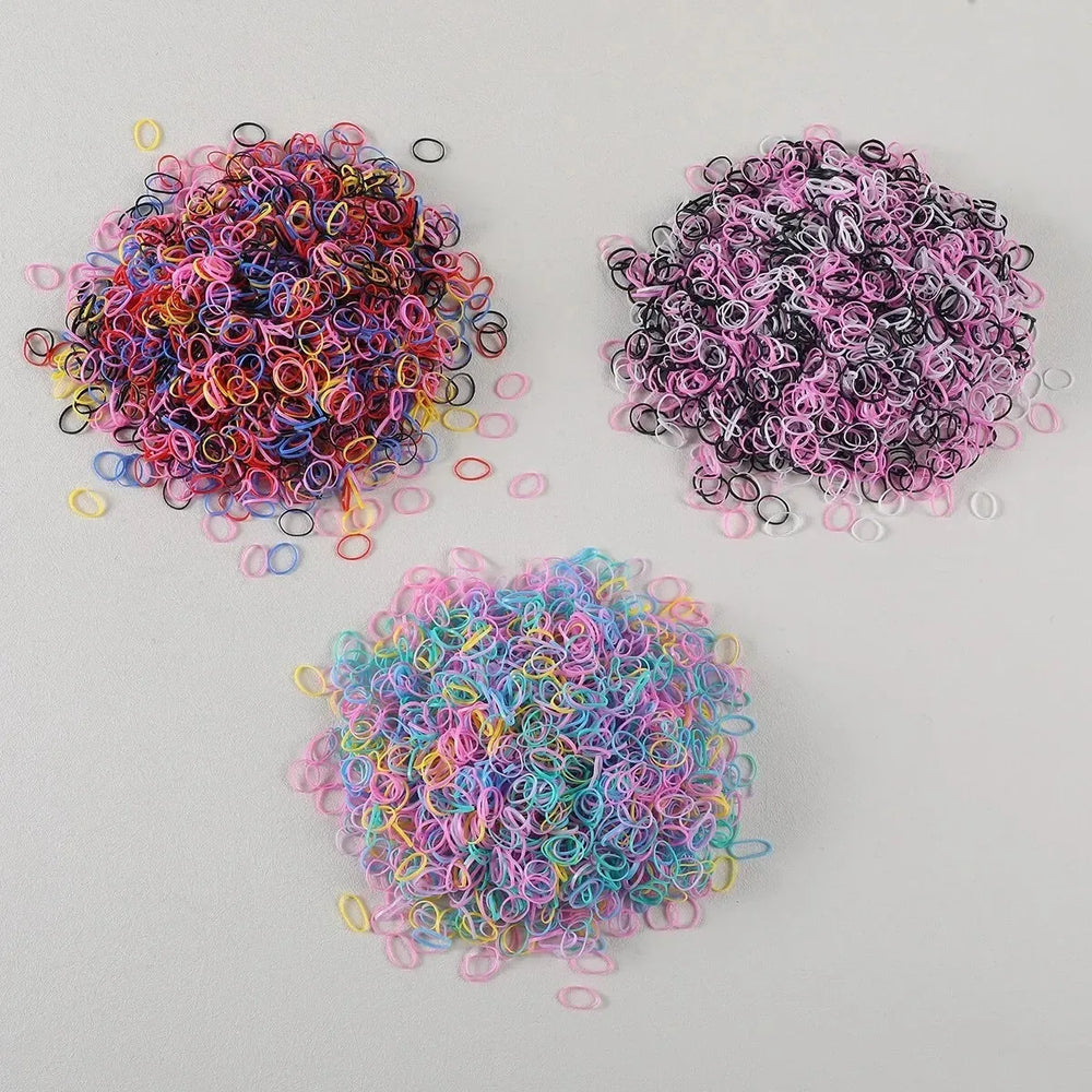 1500PCS Disposable Rubber Band Hair Ties for Girls Colorful Children's Headband Ponytail detail view