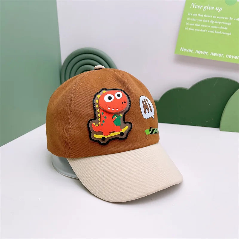 Children's Cartoon Dinosaur Baseball Cap for Toddlers | Unisex Baby Sun Hat additional angle
