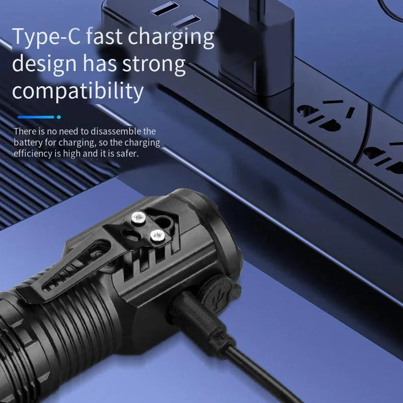 Ultra Bright Mini Torch 3LED Tactical Flashlight | USB Rechargeable for Hiking and Campi detail view