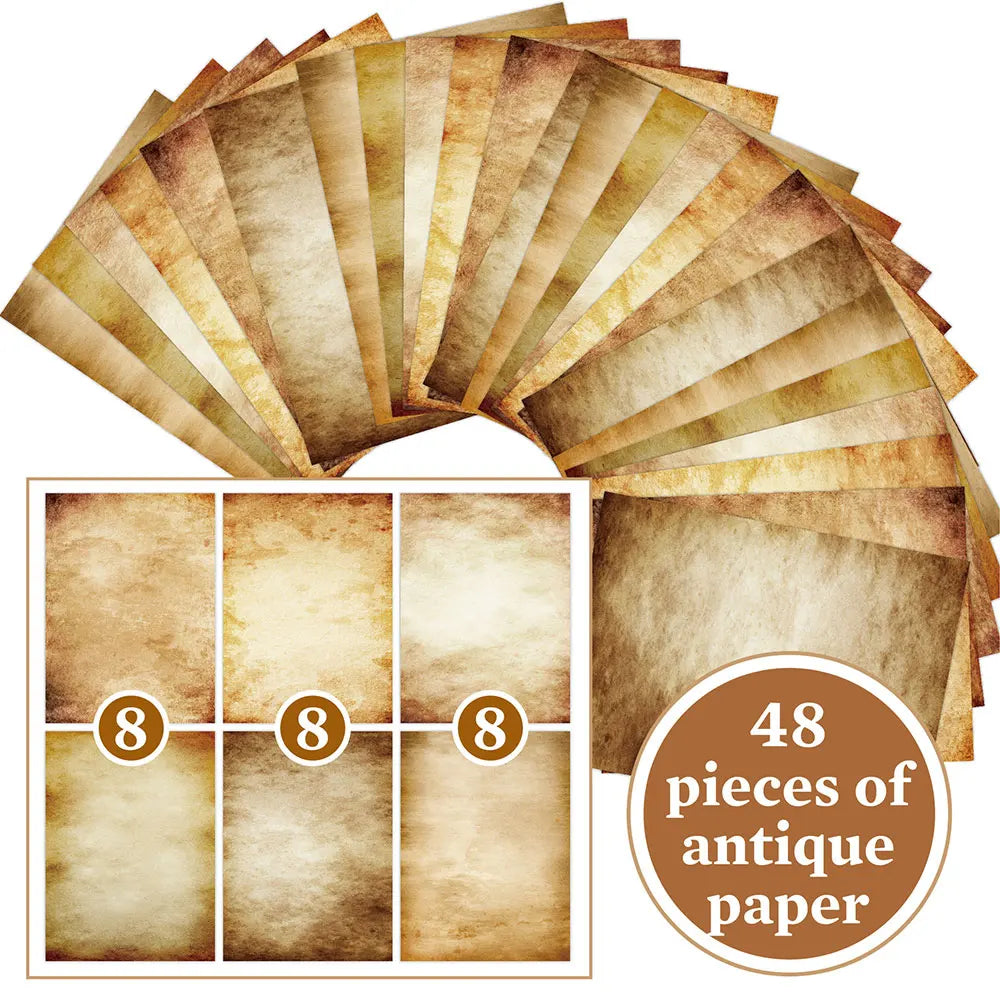 48 Sheets Vintage Scrapbook Paper Set | A4 Retro Junk Journal Collage Supplies alternate view