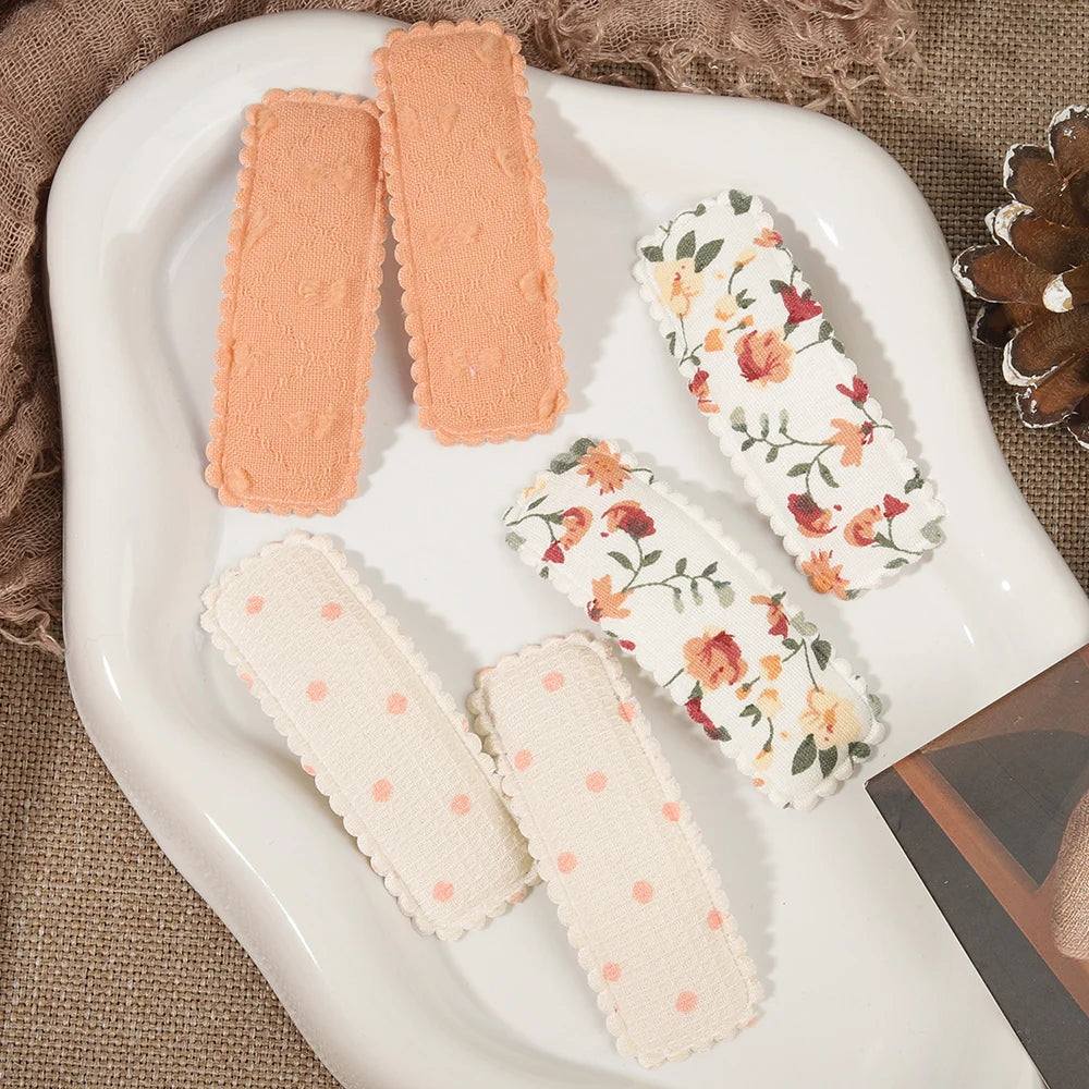 1 Set Printed Fabric Hair Clips Sweet Handmade BB Hair Clips Baby Girl Bangs Fixed Edge Clips Children's Hair Accessories Gifts