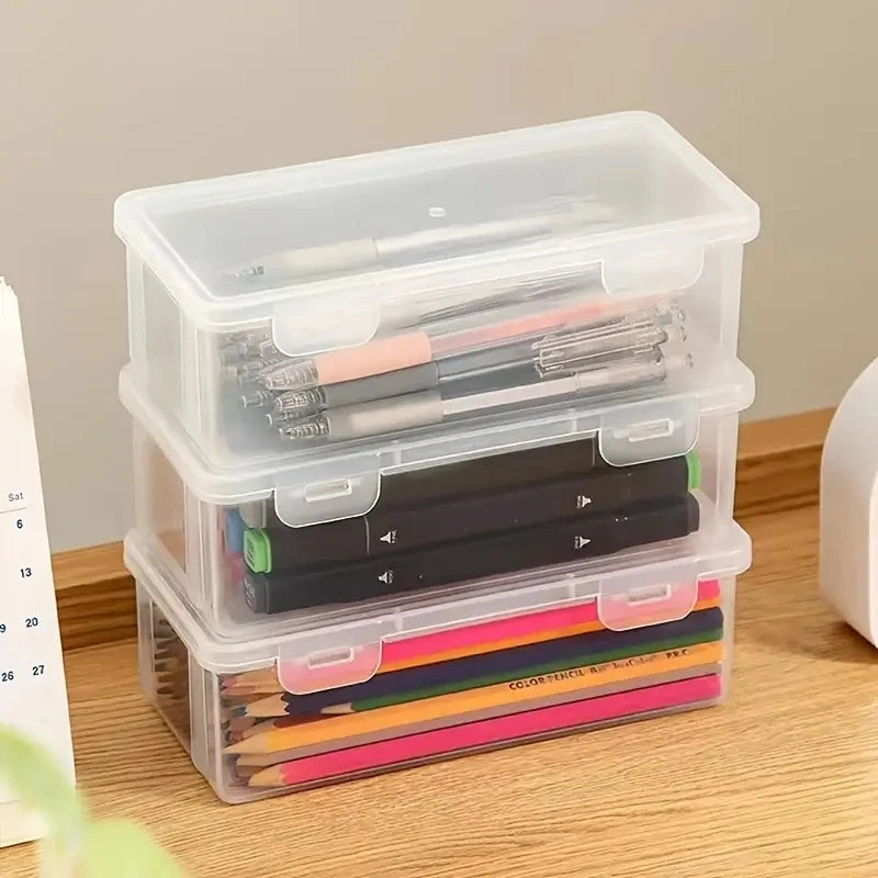 Plastic Pencil Box School Office Storage Organizer for Pens Markers Erasers lifestyle view