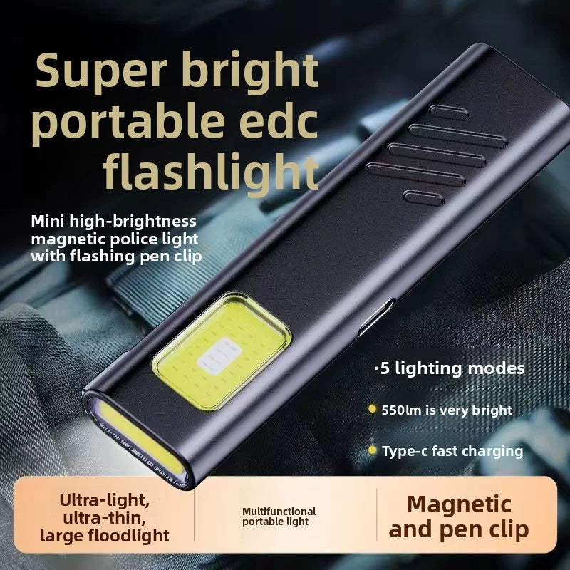 Portable Rechargeable Mini LED Keychain Flashlight 800LM Magnetic Pocket Torch Light for detail view