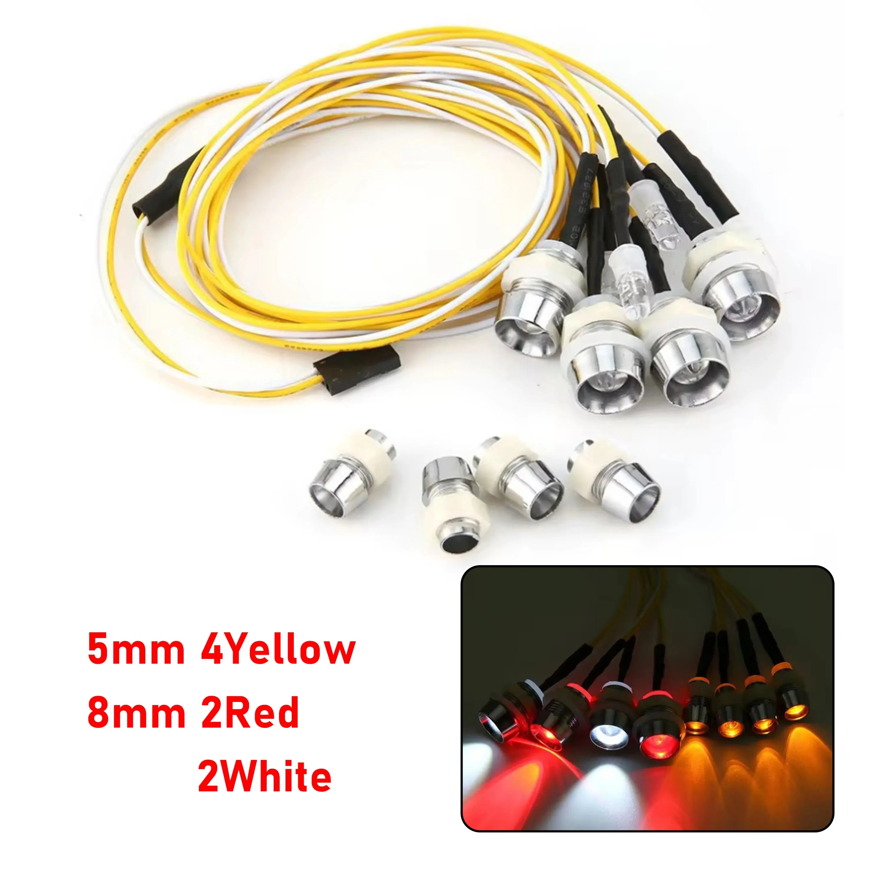 RC LED Light Kit Headlamps for 1/10 1/8 1/12 RC Car Truck Crawler Drift Car Headlig additional angle