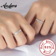 Real 925 Sterling Silver Rings Open Design 925 Sterling Silver Aaa Zirconia Adjustabl alternate view