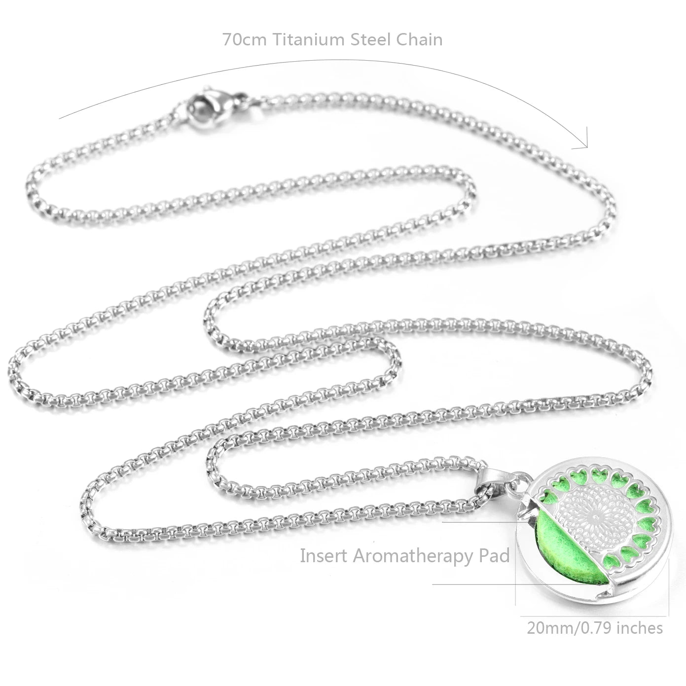 20mm Pattern Insert Perfume Pad Locket Necklace | Stainless Steel Aromatherapy Pendan lifestyle view