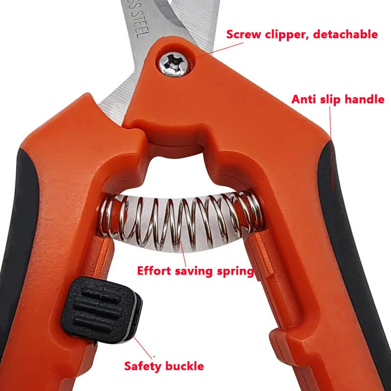 6.5 Inch Gardening Scissors Hand Pruner | Pruning Shears with Stainless Steel Blades close-up view