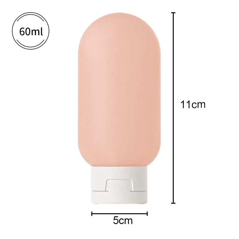 60ml Silicone Travel Bottles Set | Refillable TSA Approved Airplane Toiletries Kit additional angle