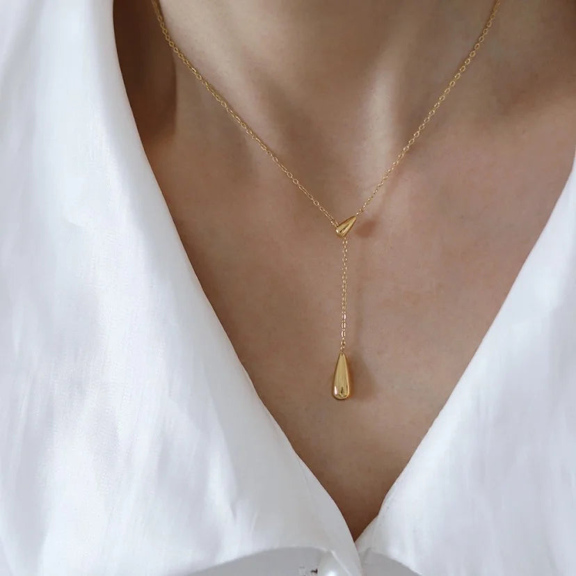 Waterdrop Pendant Necklace | Minimalist Stainless Steel Teardrop Jewelry for Women alternate view